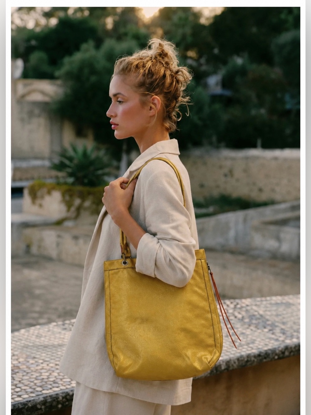 Relic Yellow Textured vegan leather Women's Tote Bag with small change purse